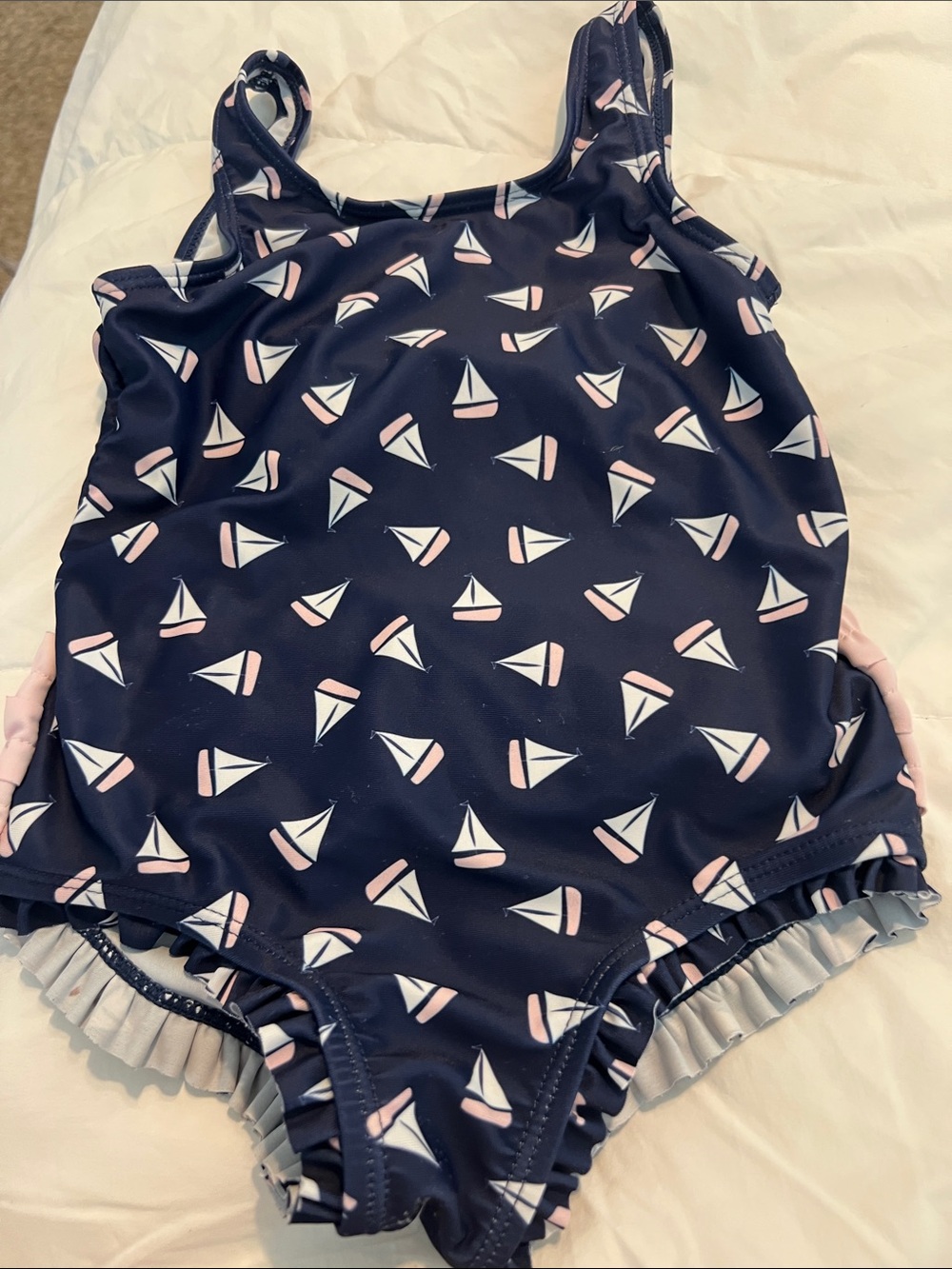Hudson Baby Navy Sailboat One-Piece Swimsuit